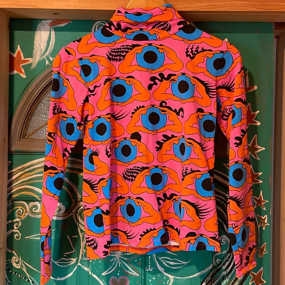 Nooworks Pink Orange Blue Eye-Print Long Sleeve Top